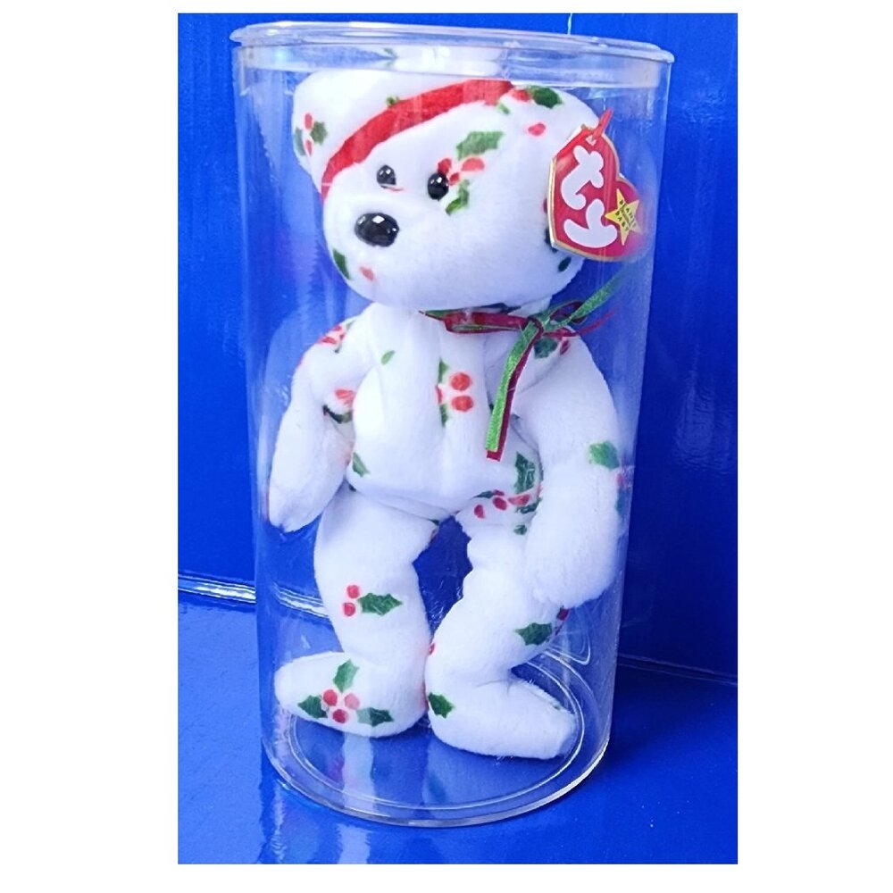 MINT Rare 1998 Holiday Teddy, a retired Beanie Baby produced by Ty.